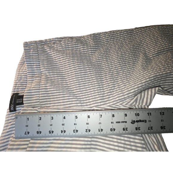 Jones New York Womens 12 Gray White Pants Vertical Stripes Cropped Eye Hook - Picture 6 of 13